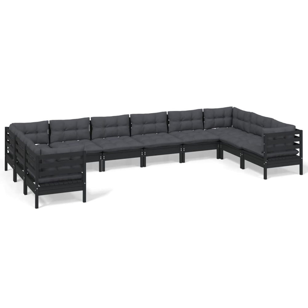 Set Mobilier Grădină Cu Perne, 10 Piese, , Lemn De Pin