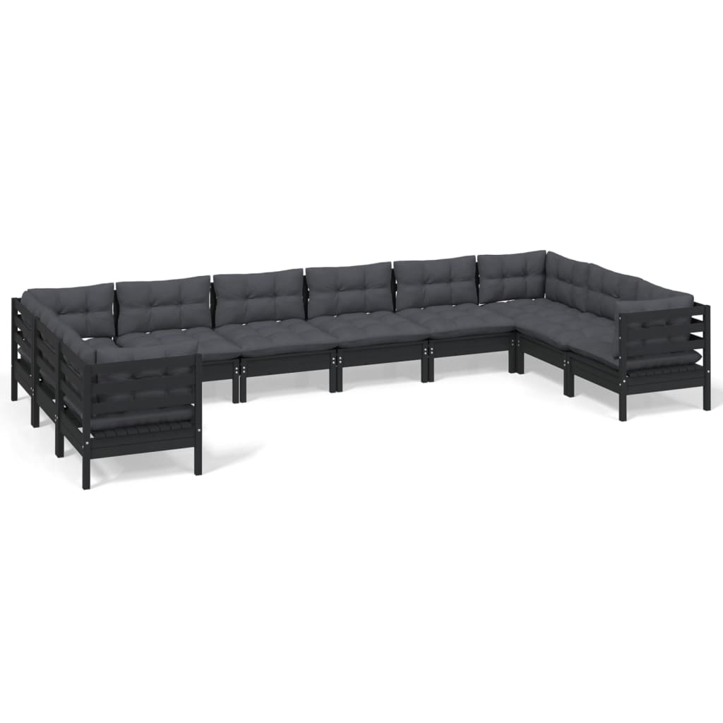 Set Mobilier Grădină Cu Perne, 10 Piese, , Lemn De Pin