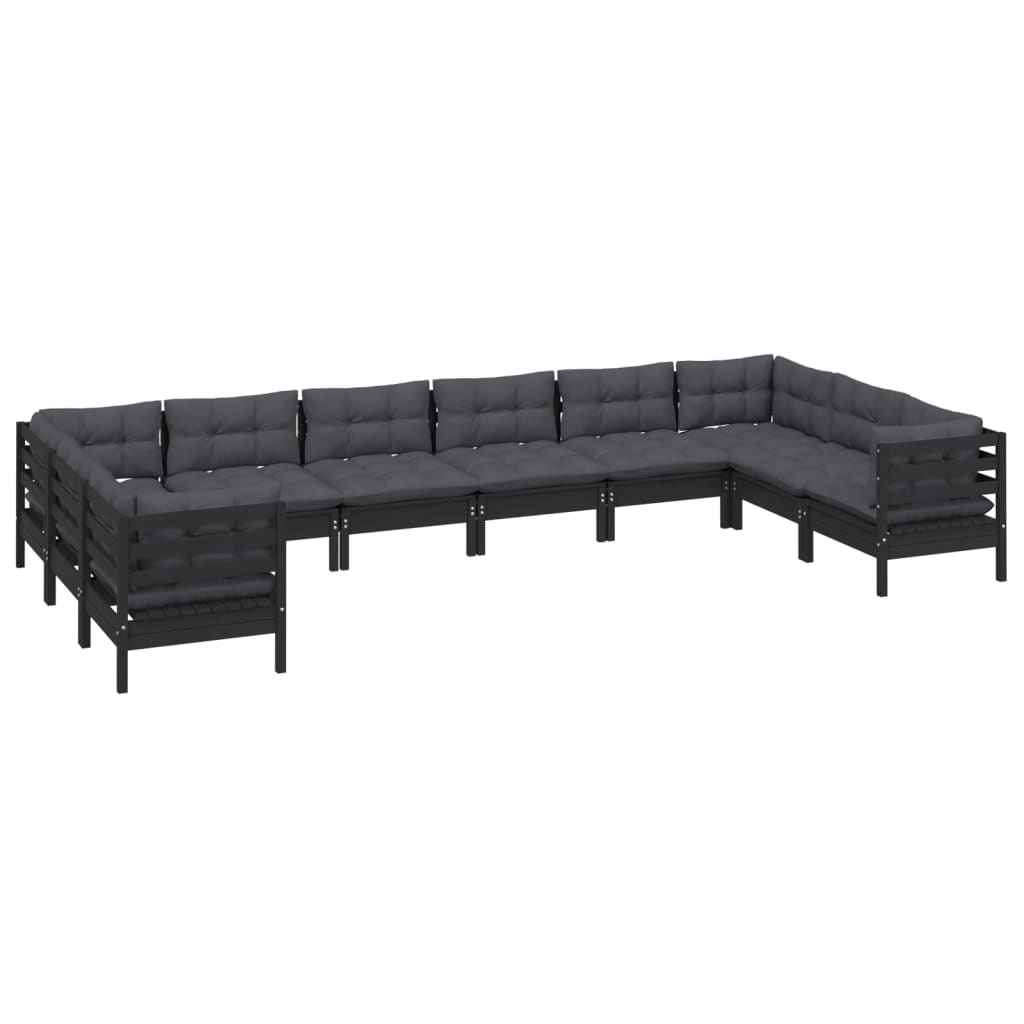 Set Mobilier Grădină Cu Perne, 10 Piese, , Lemn De Pin