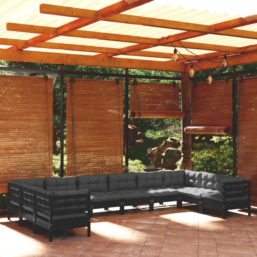 Set Mobilier Grădină Cu Perne, 10 Piese, , Lemn De Pin