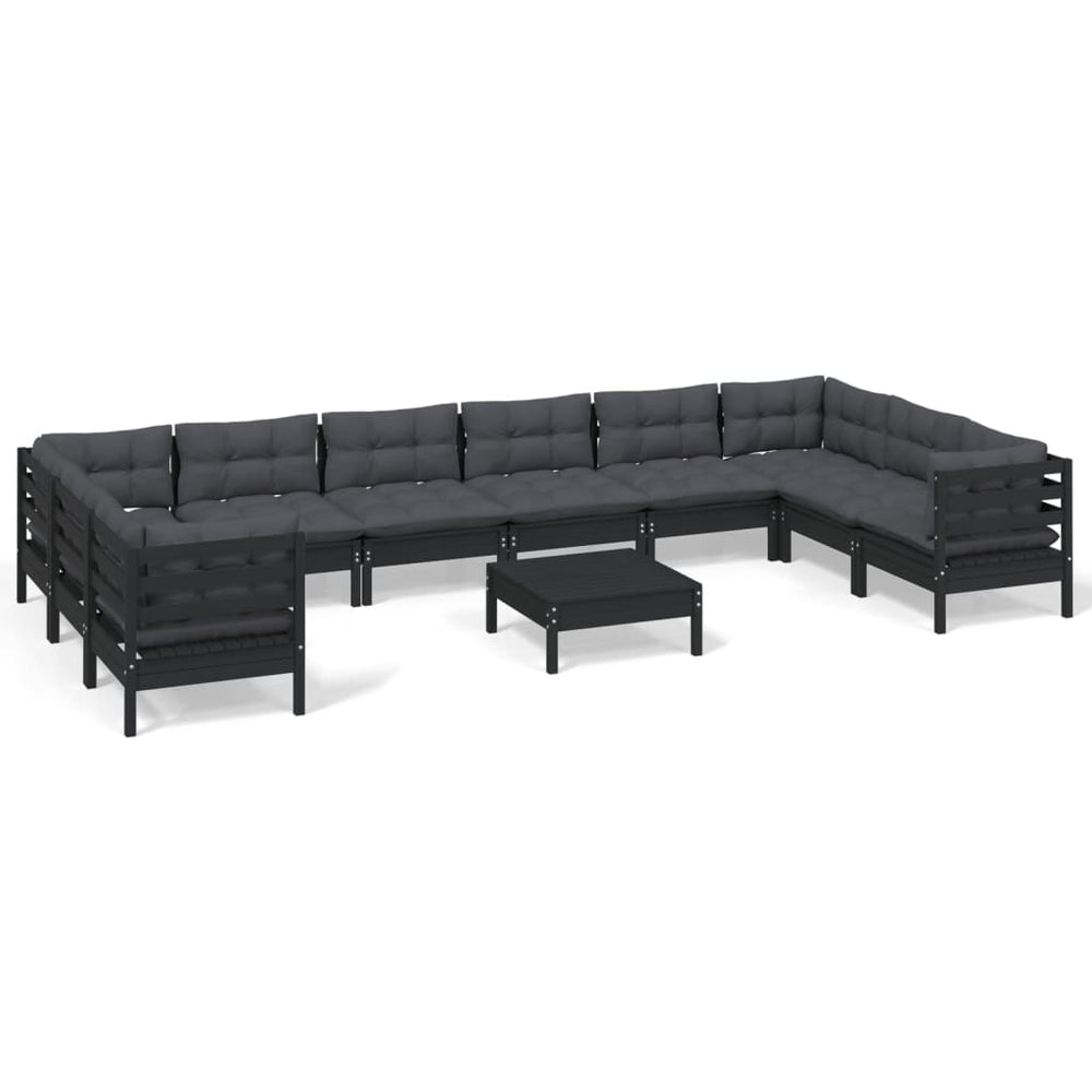 Set Mobilier Grădină Cu Perne, 11 Piese, , Lemn De Pin