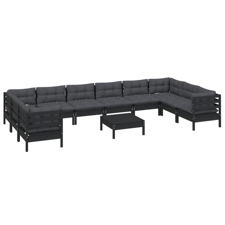 Set Mobilier Grădină Cu Perne, 11 Piese, , Lemn De Pin