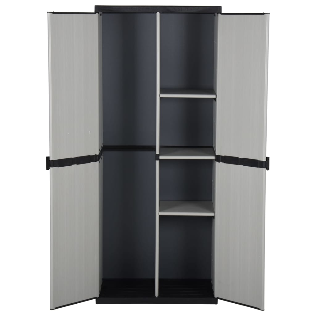 Dulap De Depozitare Grădină Cu 3 Rafturi Gri/Negru 68X40X168 Cm