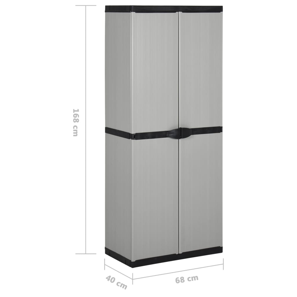 Dulap De Depozitare Grădină Cu 3 Rafturi Gri/Negru 68X40X168 Cm