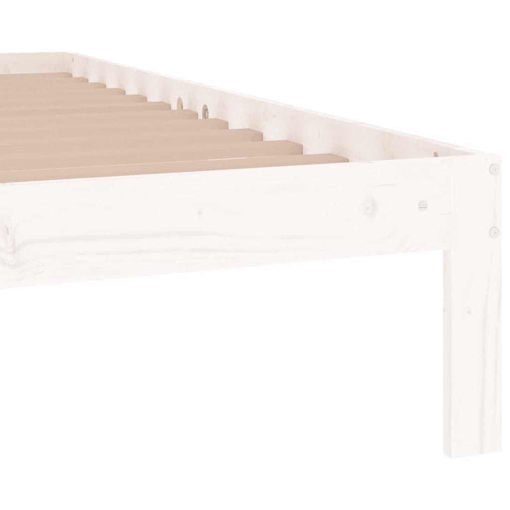 Cadru De Pat Mic Single, Alb, 75X190 Cm, Lemn Masiv