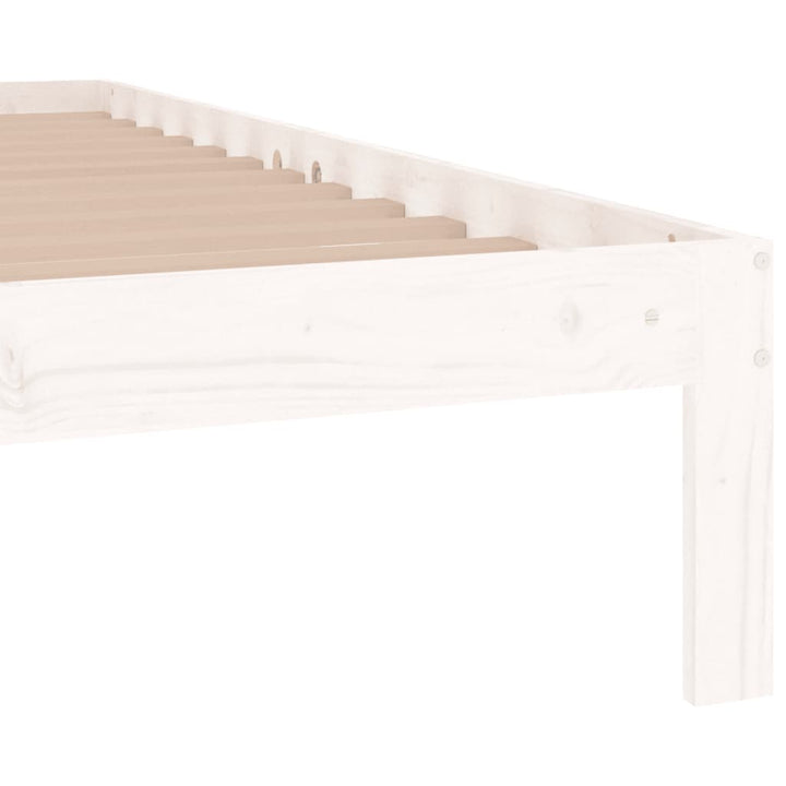 Cadru De Pat Mic Single, Alb, 75X190 Cm, Lemn Masiv