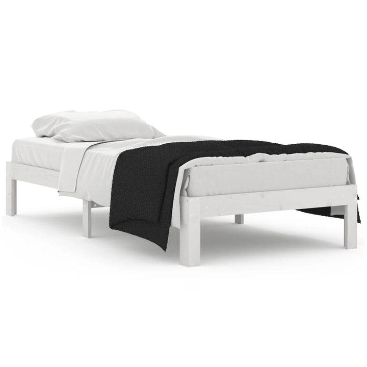 Cadru De Pat Single, Alb, 90X190 Cm, Lemn Masiv
