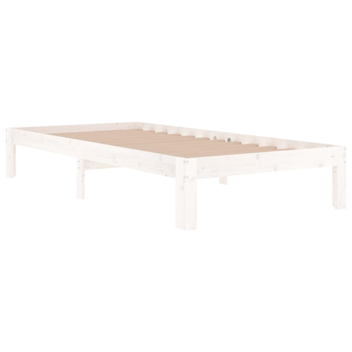 Cadru De Pat Single, Alb, 90X190 Cm, Lemn Masiv