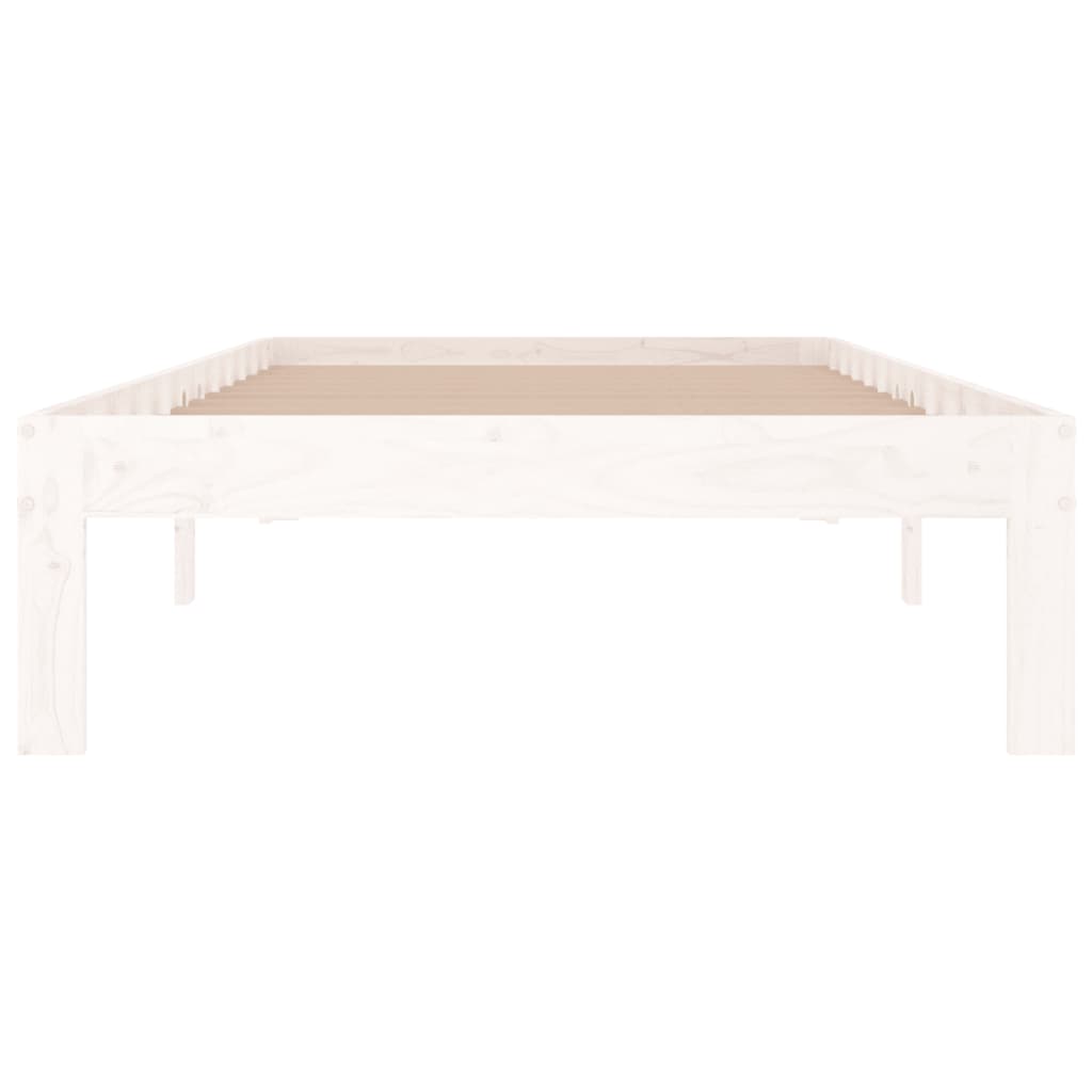 Cadru De Pat Single, Alb, 90X190 Cm, Lemn Masiv