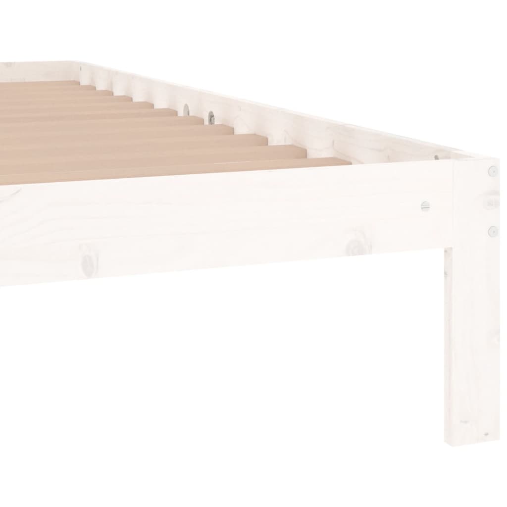 Cadru De Pat Single, Alb, 90X190 Cm, Lemn Masiv