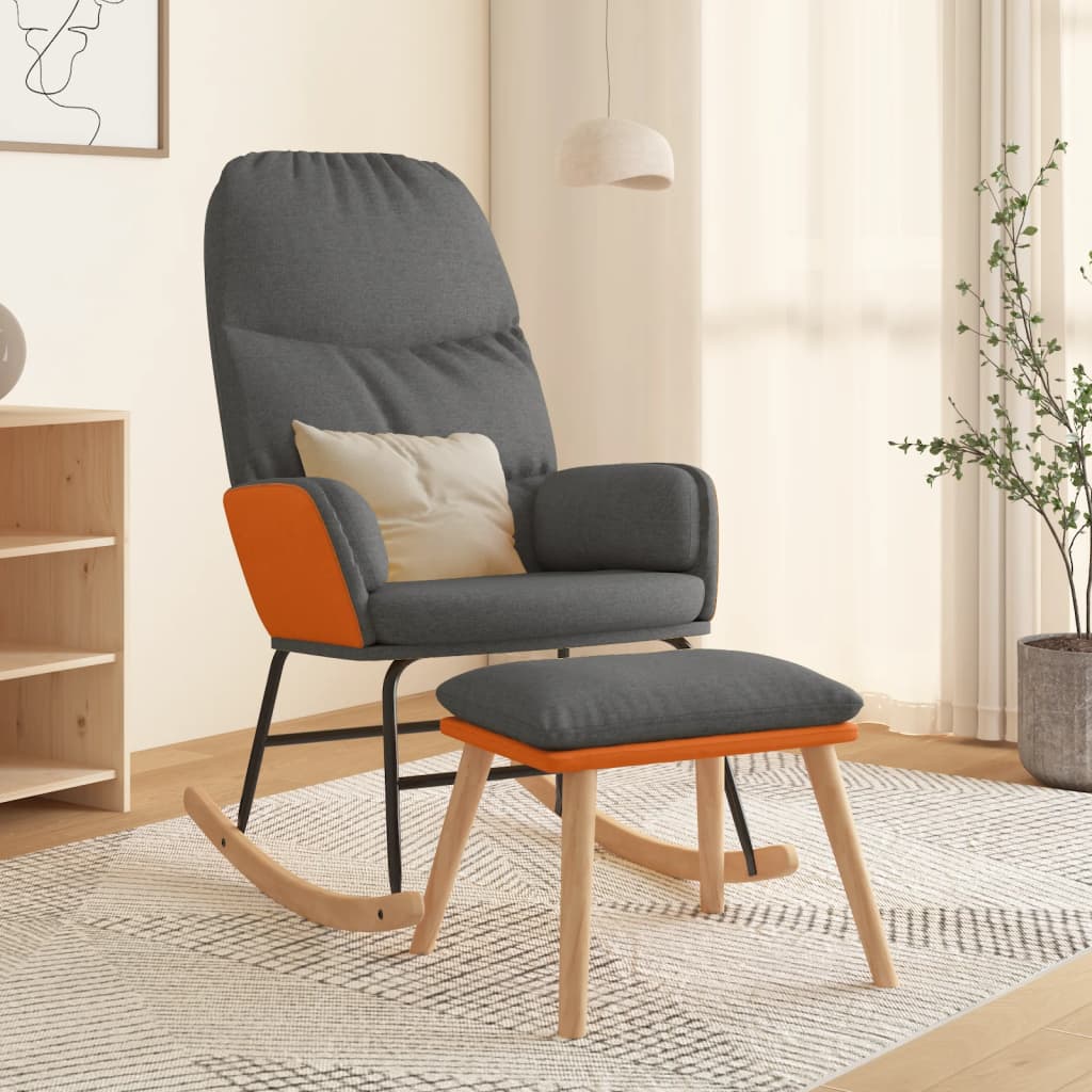 Scaun Balansoar Cu Taburet, Crem, Textil