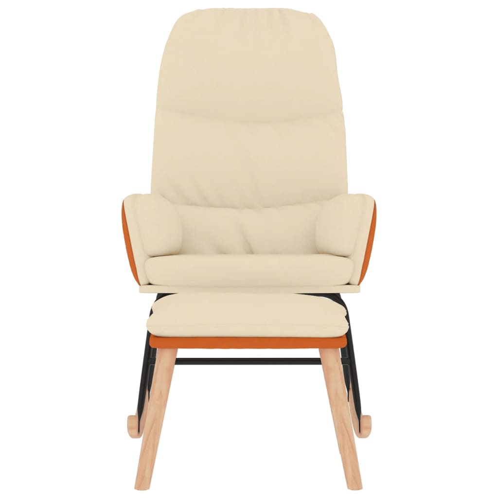 Scaun Balansoar Cu Taburet, Crem, Textil