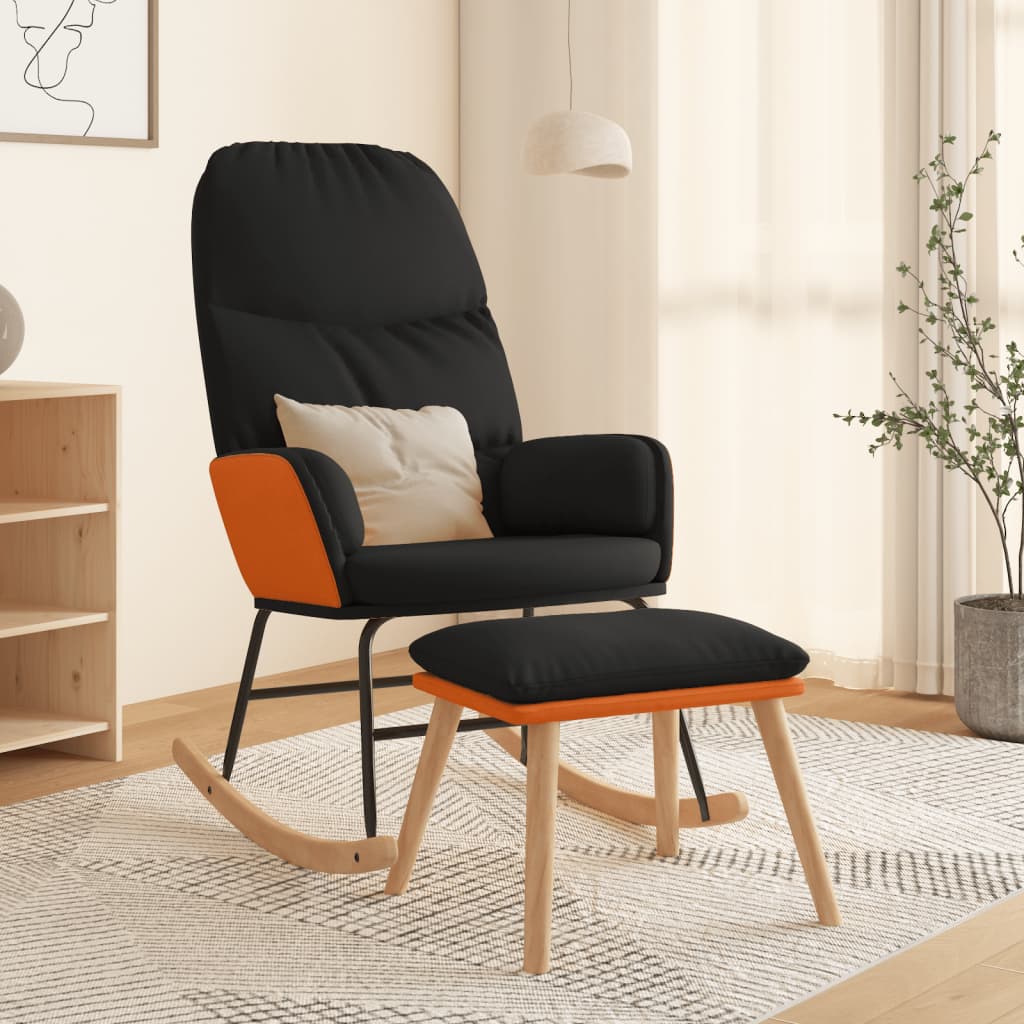 Scaun Balansoar Cu Taburet, Crem, Textil