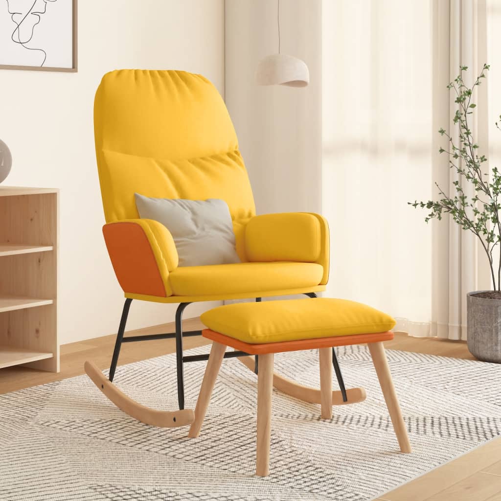 Scaun Balansoar Cu Taburet, Crem, Textil