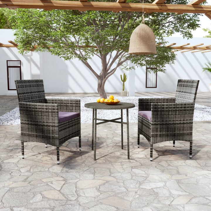 Set Mobilier De Grădină, 3 Piese, Poliratan
