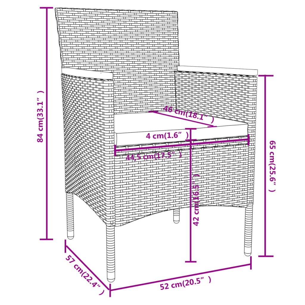 Set Mobilier De Grădină, 3 Piese, Poliratan
