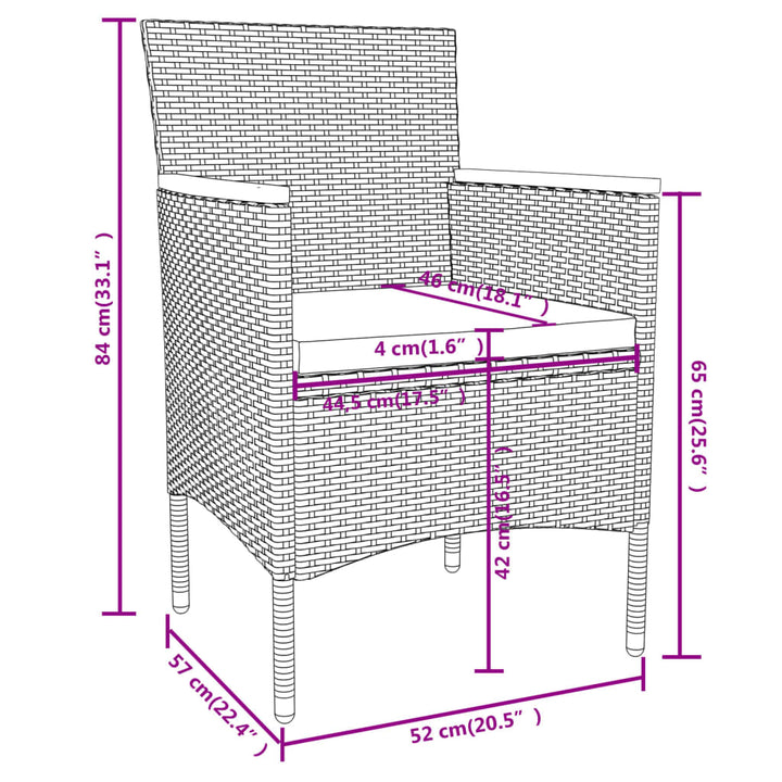 Set Mobilier De Grădină, 3 Piese, Poliratan