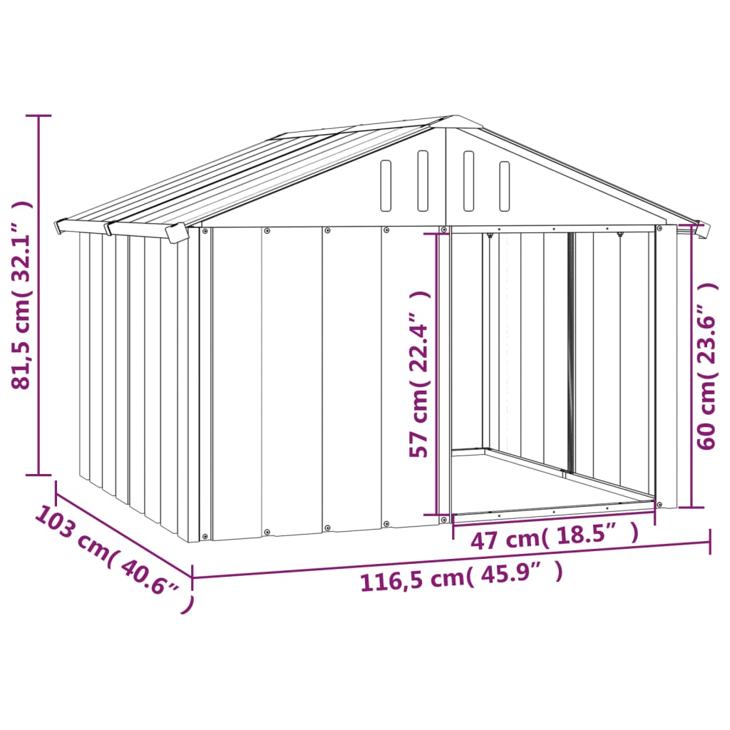 Casă Pentru Câini 116,5X103X81,5 Cm Oțel Galvanizat