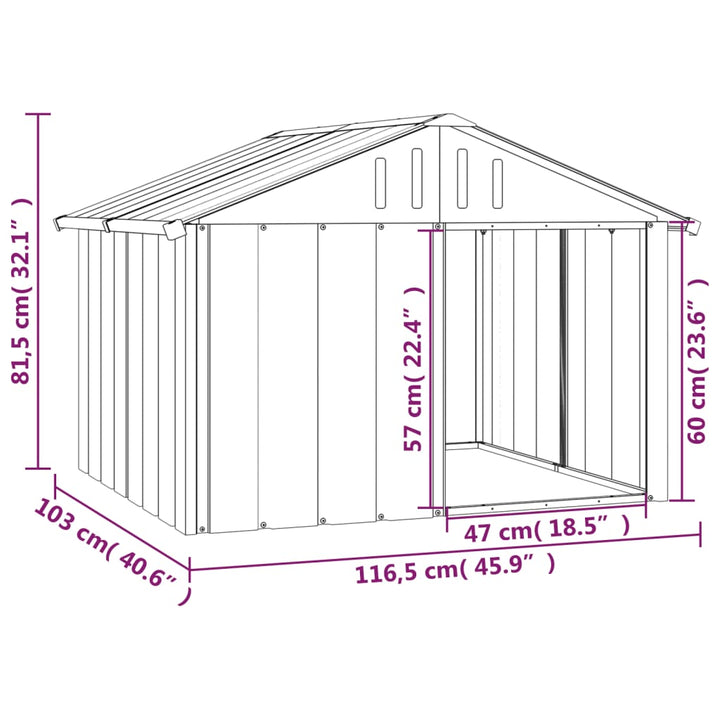 Casă Pentru Câini 116,5X103X81,5 Cm Oțel Galvanizat