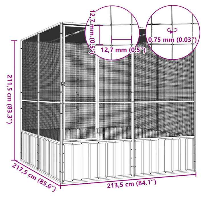 Colivie Pentru Păsări 213,5X217,5X211,5 Cm Oțel Galvanizat