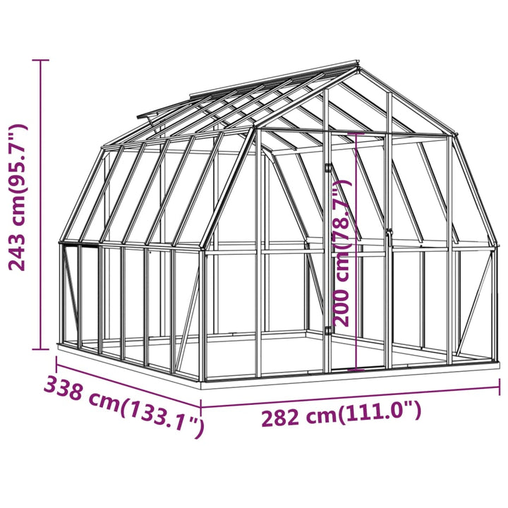 Seră Cu Cadru De Bază, Antracit, 9,53 M², Aluminiu