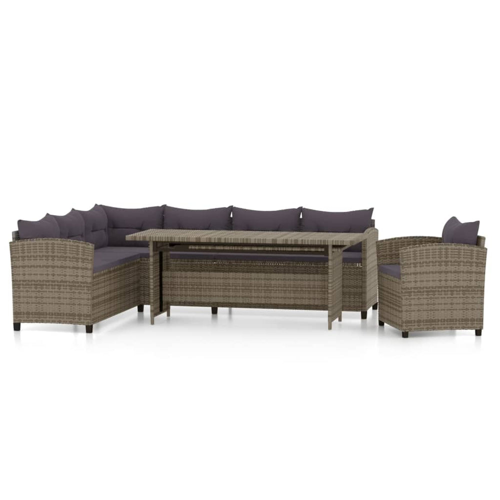 Set Mobilier De Grădină Cu Perne, 3 Piese, Gri, Poliratan