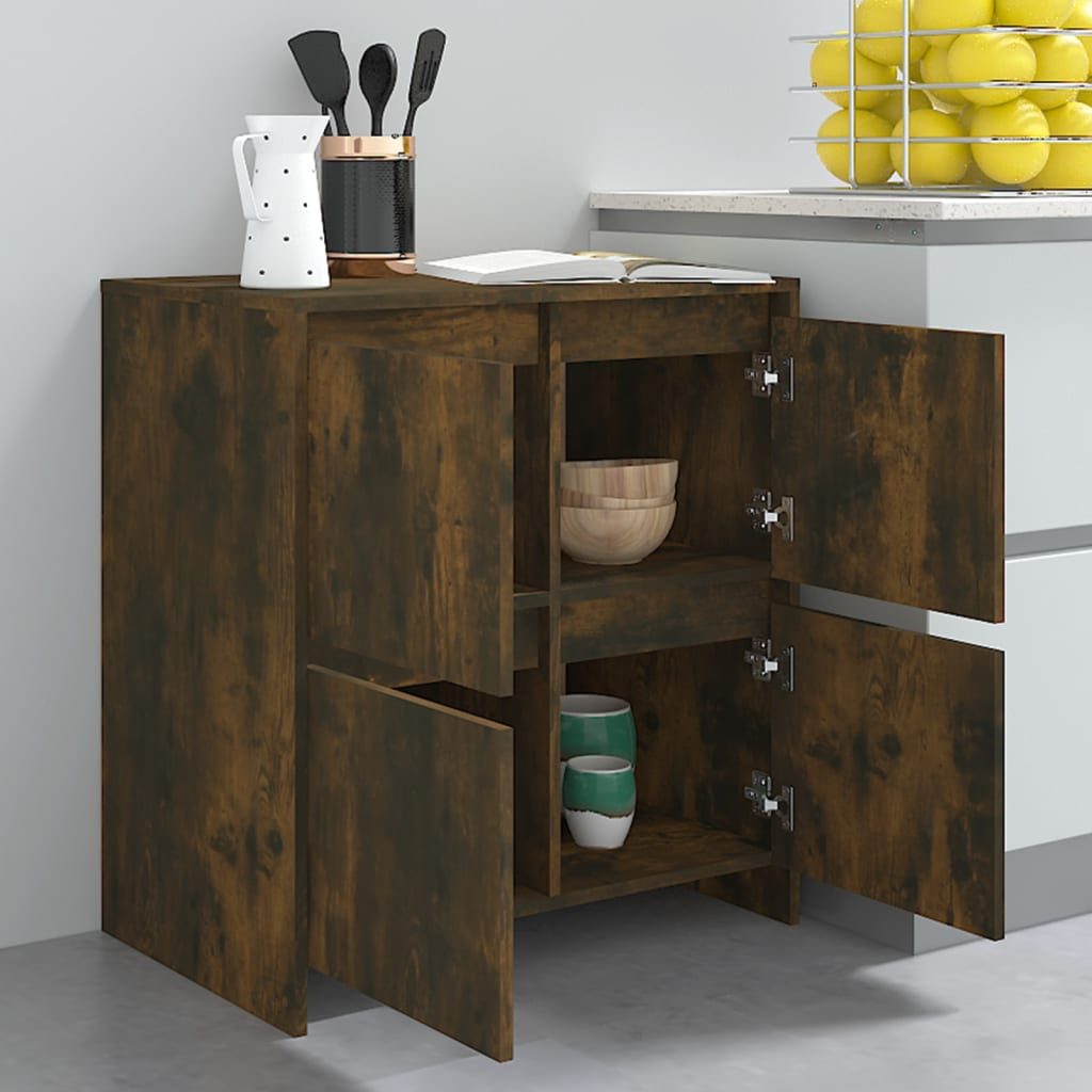Servante, 2 Buc., Stejar Fumuriu, 70X41X75 Cm, Lemn Prelucrat