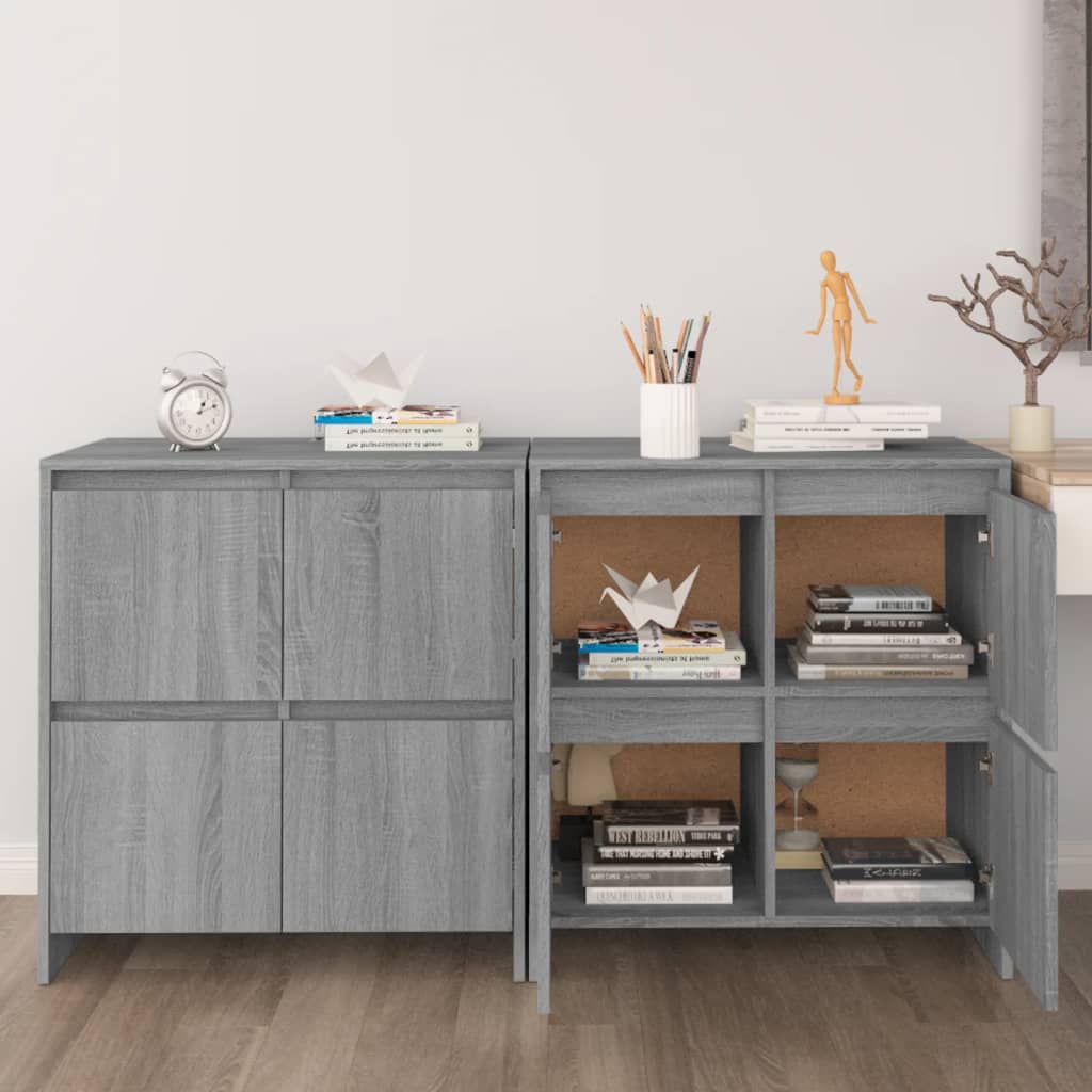Servante, 2 Buc., Stejar Fumuriu, 70X41X75 Cm, Lemn Prelucrat