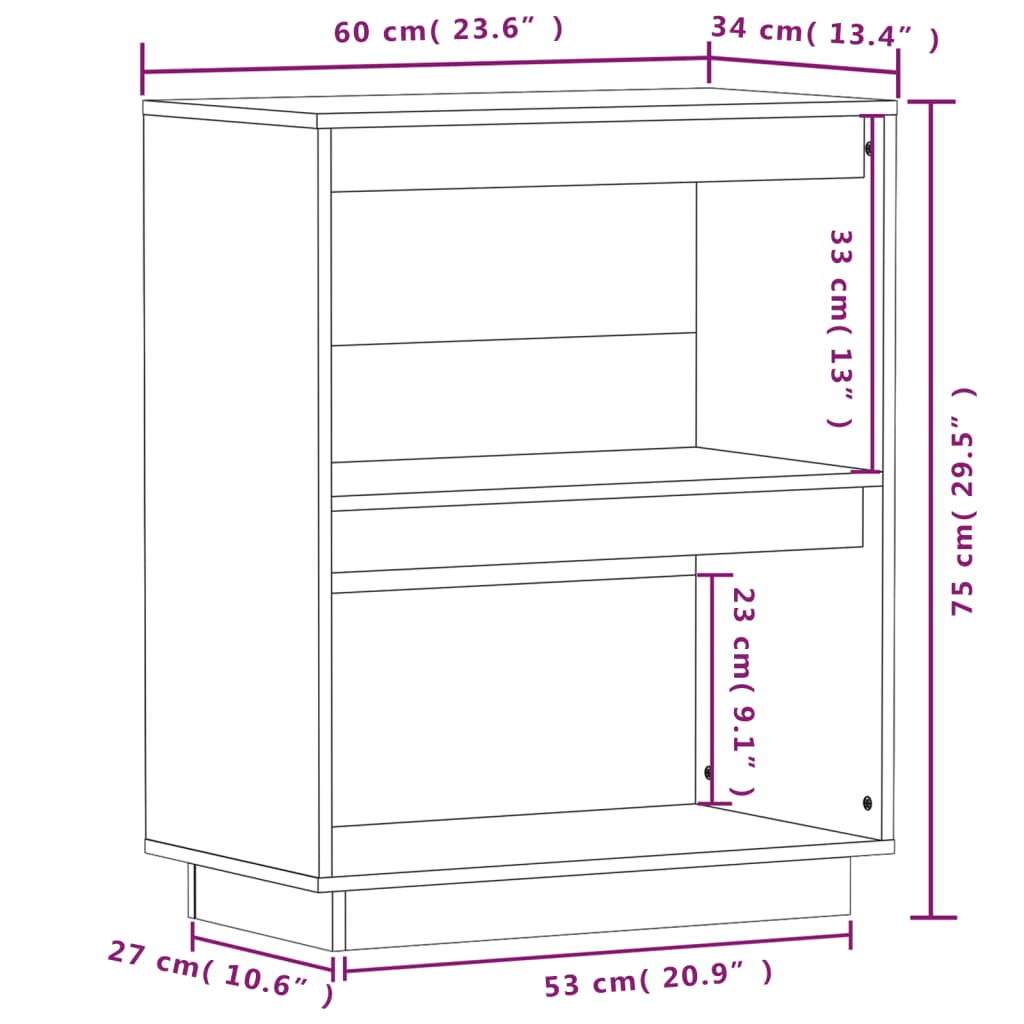 Dulap Consolă, , 60X34X75 Cm, Lemn Masiv De Pin
