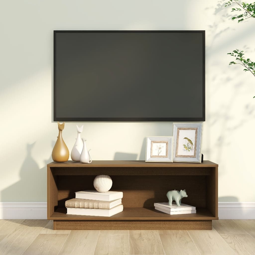 Comodă Tv, 90X35X35 Cm, Lemn Masiv De Pin