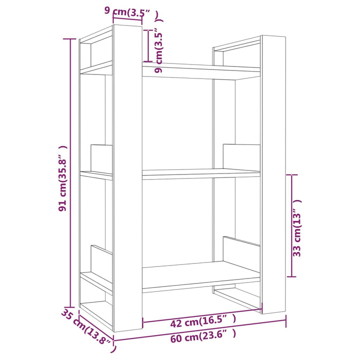 Bibliotecă/Separator Cameră, 60X35X91 Cm, Lemn Masiv Pin