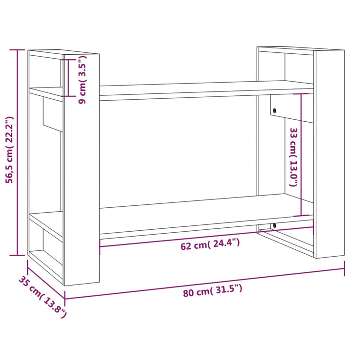 Bibliotecă/Separator Cameră, , 80X35X56,5 Cm, Lemn Masiv Pin