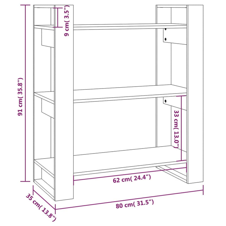 Bibliotecă/Separator Cameră, , 80X35X91 Cm, Lemn Pin