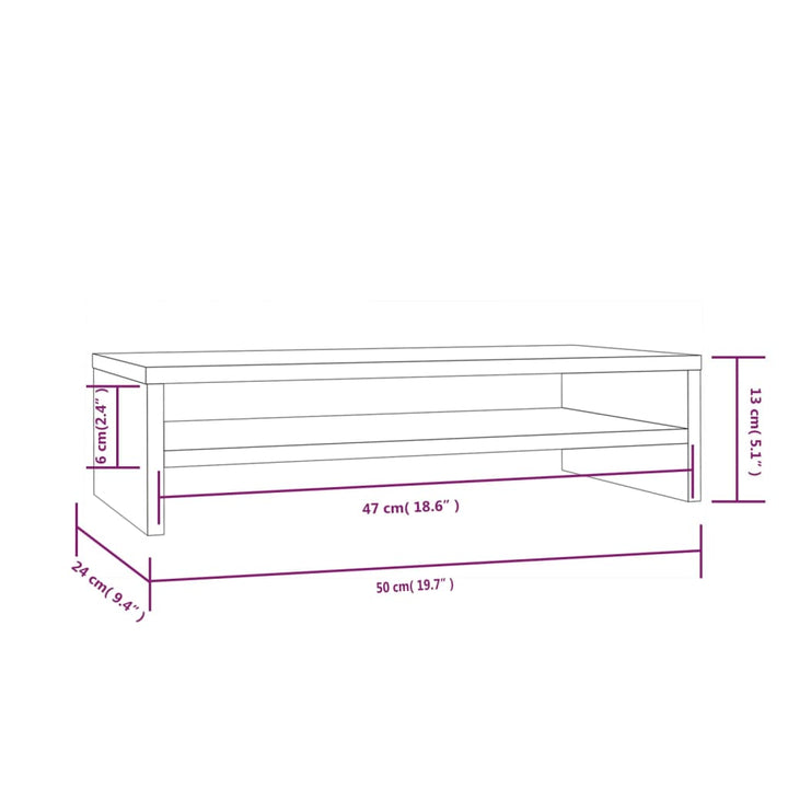 Stand Pentru Monitor, 50X24X13 Cm, Lemn Masiv De Pin