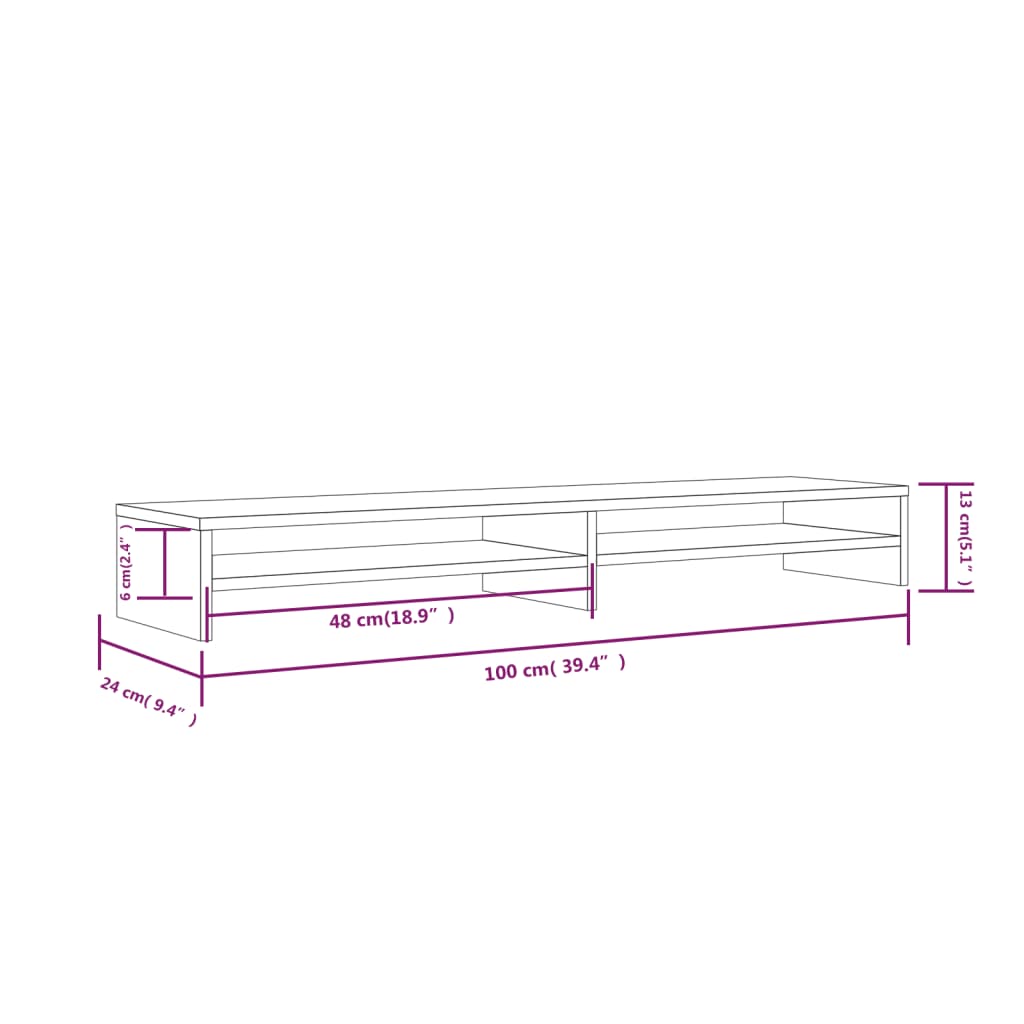 Stand Pentru Monitor, 100X24X13 Cm, Lemn Masiv De Pin