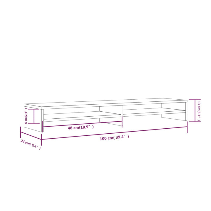 Stand Pentru Monitor, 100X24X13 Cm, Lemn Masiv De Pin