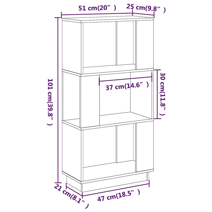 Bibliotecă/Separator Cameră, , 51X25X101 Cm Lemn Masiv Pin