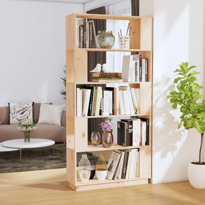 Bibliotecă/Separator Cameră, , 80X25X163,5 Cm Lemn Masiv Pin