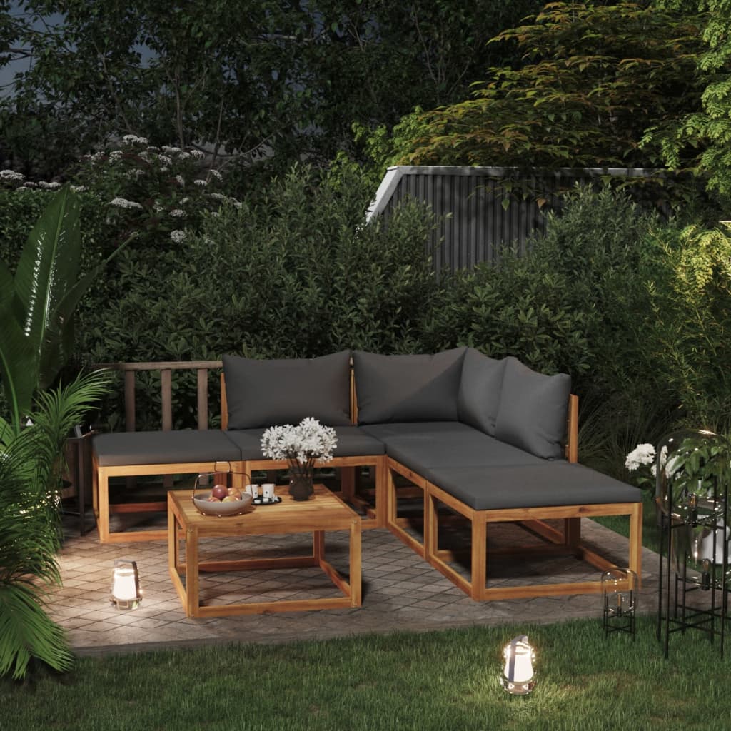 Set Mobilier De Grădină Cu Perne, 5 Piese, Lemn Masiv De Acacia