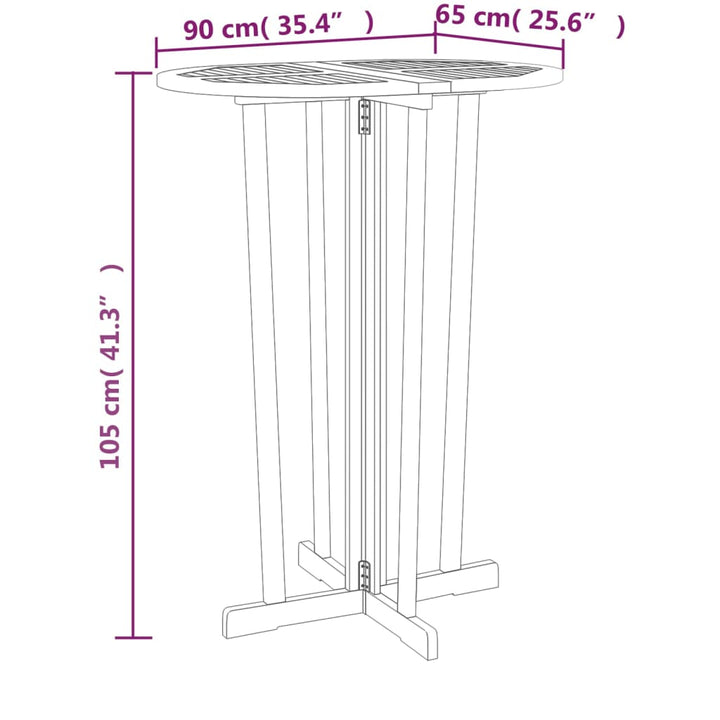 Masă De Bar Pliabilă, 90X65X105 Cm, Lemn Masiv De Tec