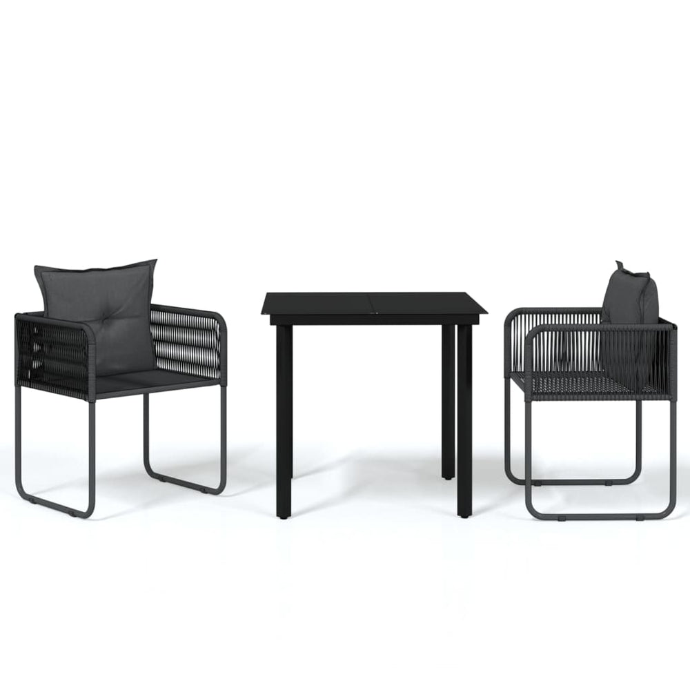 Set De Mobilier Pentru Grădină, 3 Piese, Negru