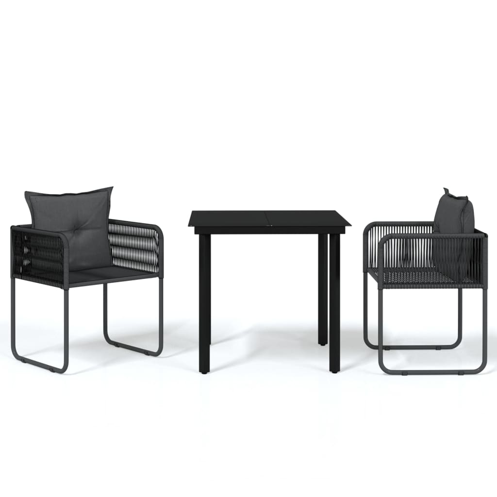 Set De Mobilier Pentru Grădină, 3 Piese, Negru