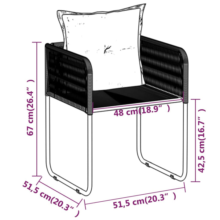 Set De Mobilier Pentru Grădină, 3 Piese, Negru