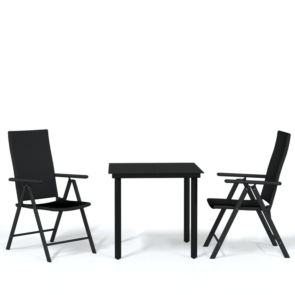 Set De Mobilier Pentru Grădină, 3 Piese, Negru