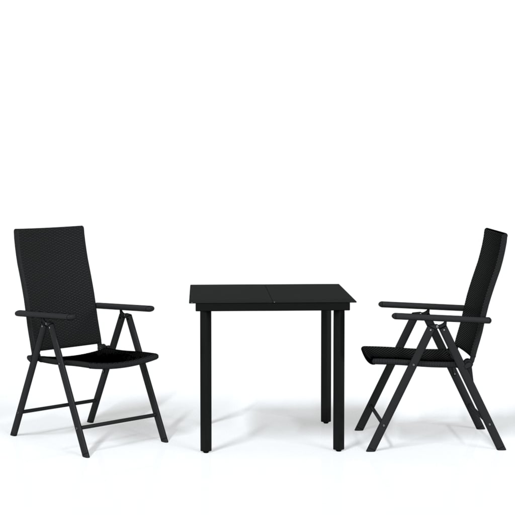 Set De Mobilier Pentru Grădină, 3 Piese, Negru
