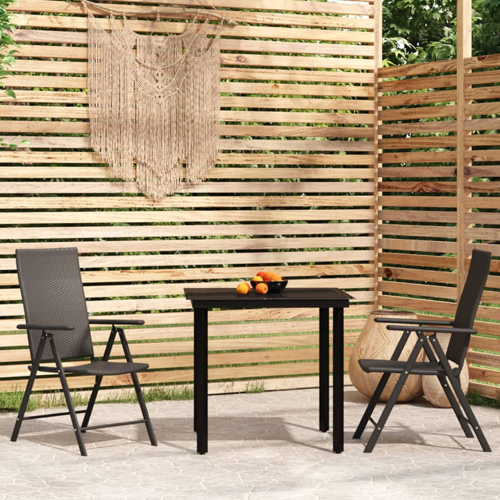 Set De Mobilier Pentru Grădină, 3 Piese, Negru