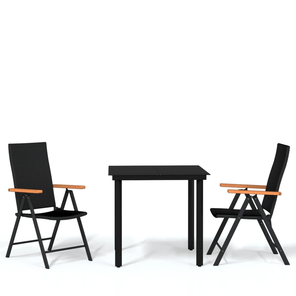 Set Mobilier De Grădină, 3 Piese, Negru