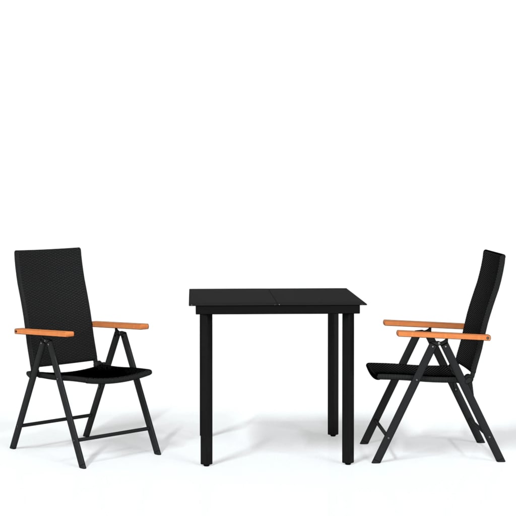 Set Mobilier De Grădină, 3 Piese, Negru