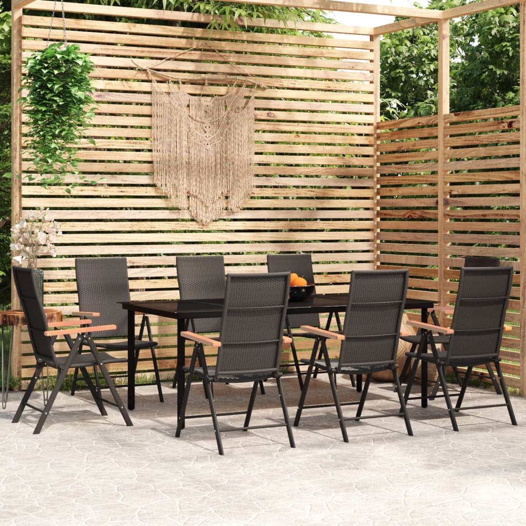 Set Mobilier De Grădină, 3 Piese, Negru