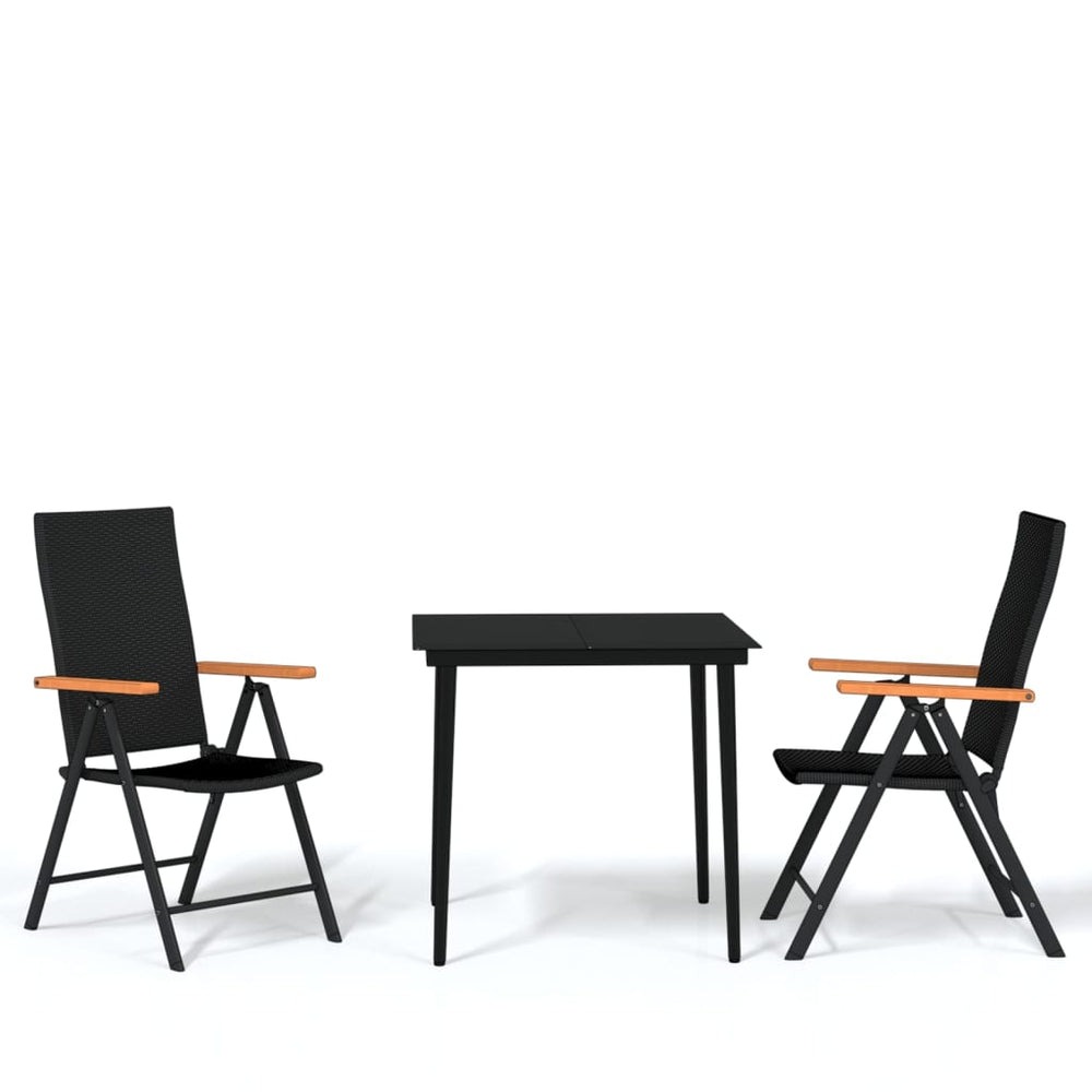Set Mobilier De Grădină, 3 Piese, Negru